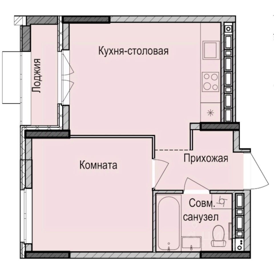 1-комн.кв., 36,7 м², 5/17 этаж