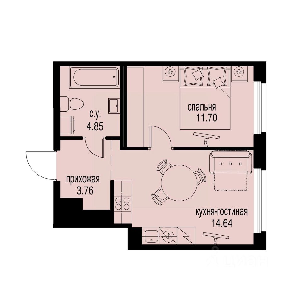 1-комн.кв., 35 м², 2/12 этаж