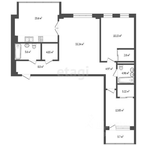 3-комн., 110 м², 12/22 этаж
