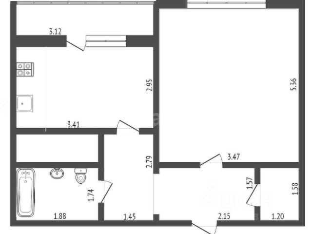 1-комн., 42,5 м², 8/23 этаж
