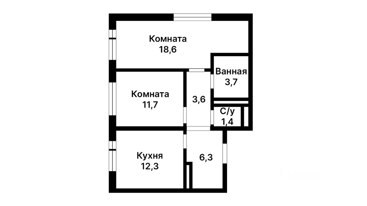 Планировка этой квартиры по данным Циан