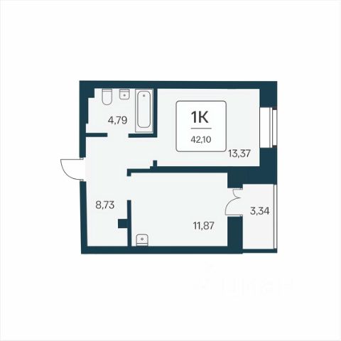 1-комн., 42 м², 2/25 этаж