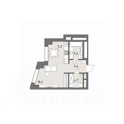 студия, 36 м², этаж 18