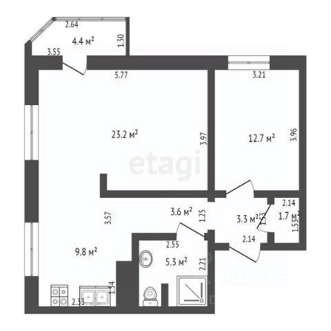 2-комн., 62 м², 5/16 этаж
