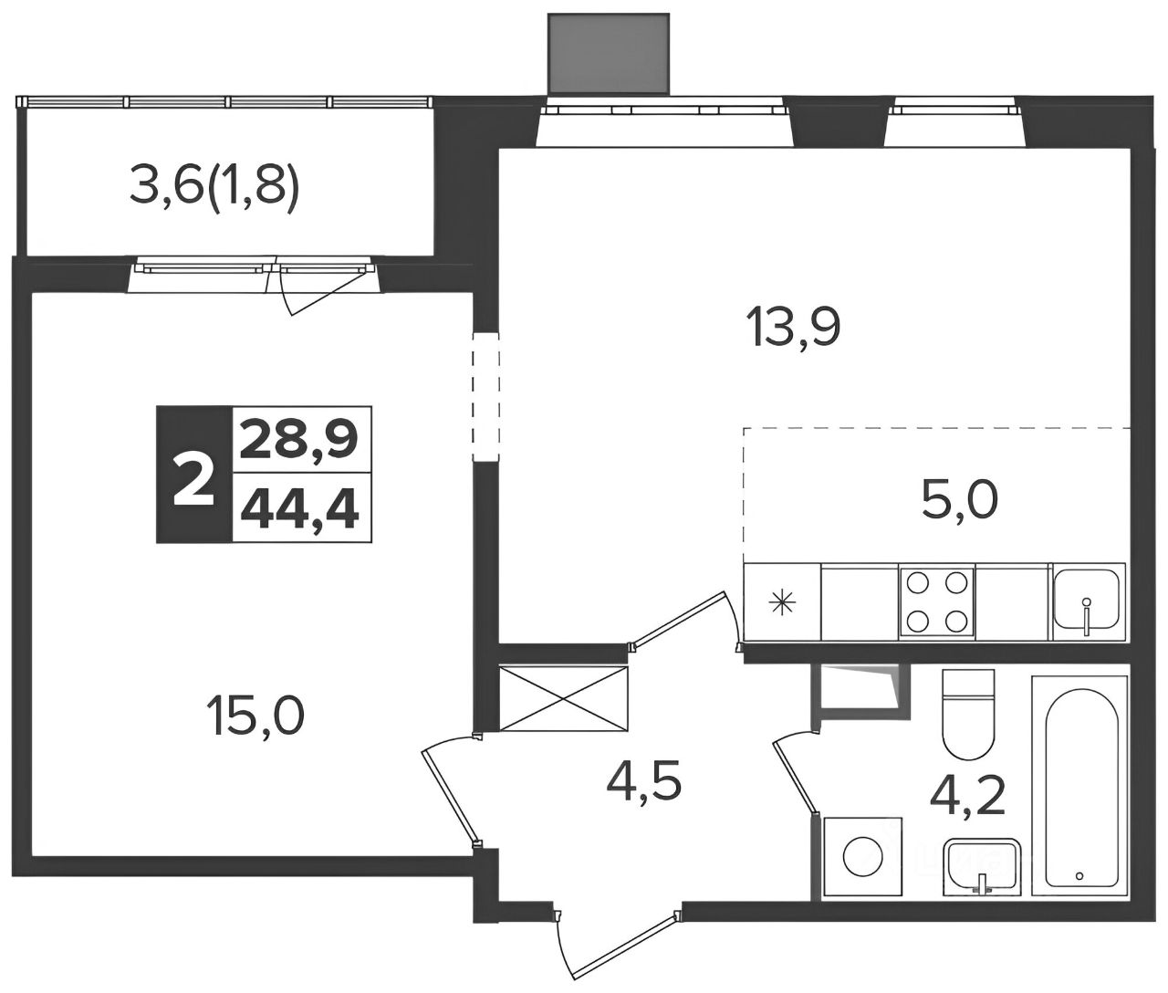 Планировка этой квартиры по данным Циан