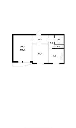 2-комн.кв., 52 м², этаж 4