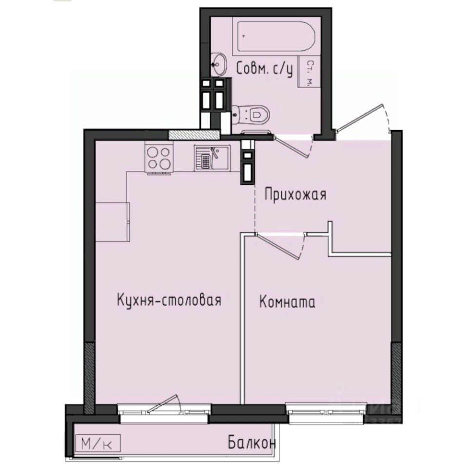 1-комн.кв., 33,4 м², 3/10 этаж