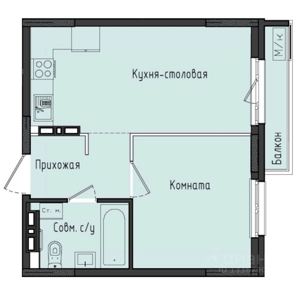 1-комн.кв., 36,9 м², 7/10 этаж