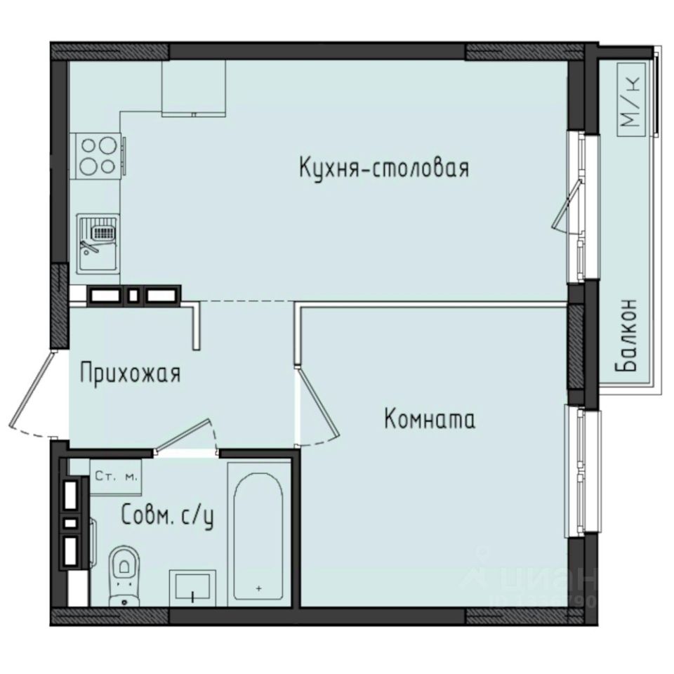 1-комн.кв., 36,9 м², 9/10 этаж