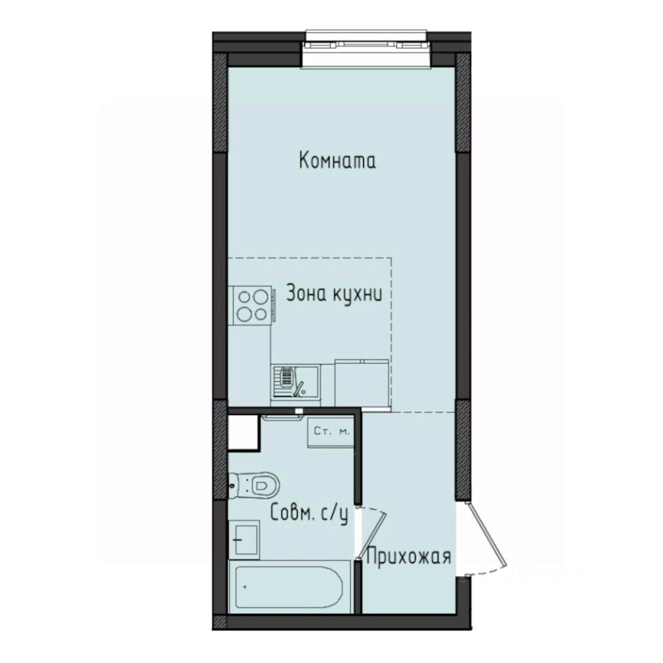 Студия, 23,6 м², 1/10 этаж