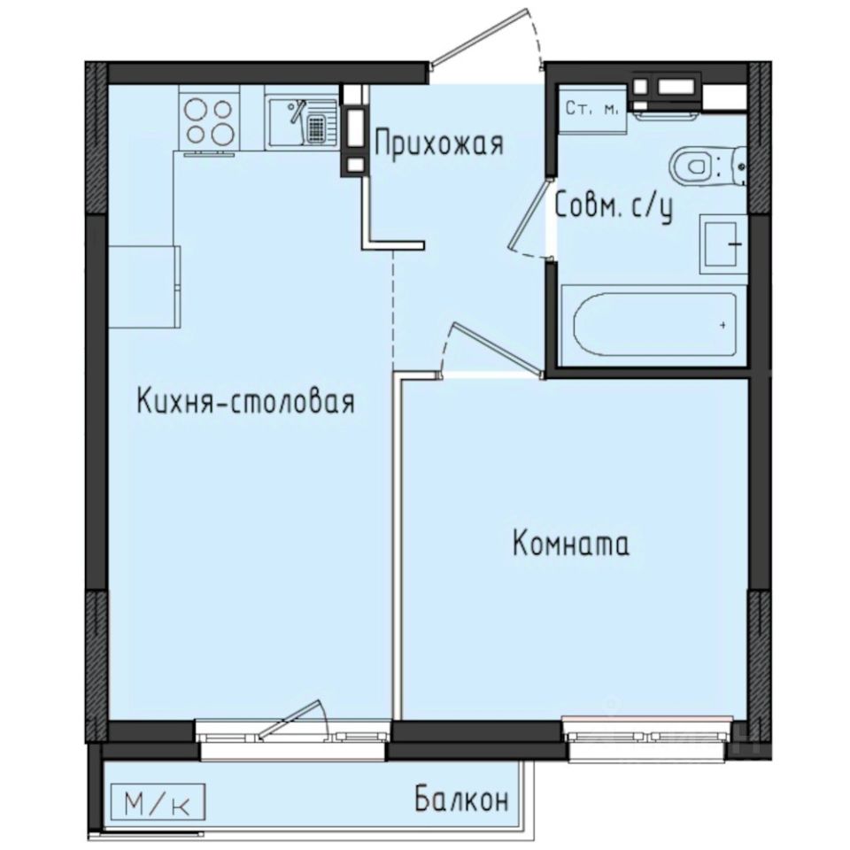 1-комн.кв., 33,6 м², 4/10 этаж