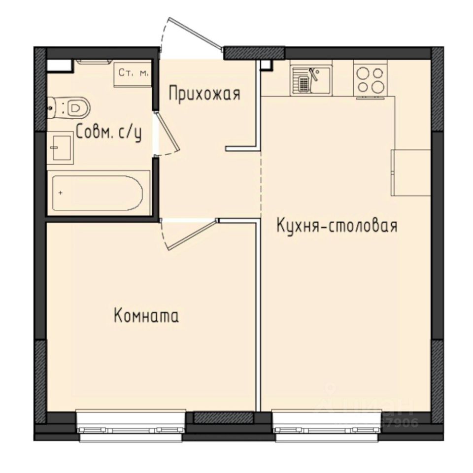 1-комн.кв., 36,1 м², 1/10 этаж