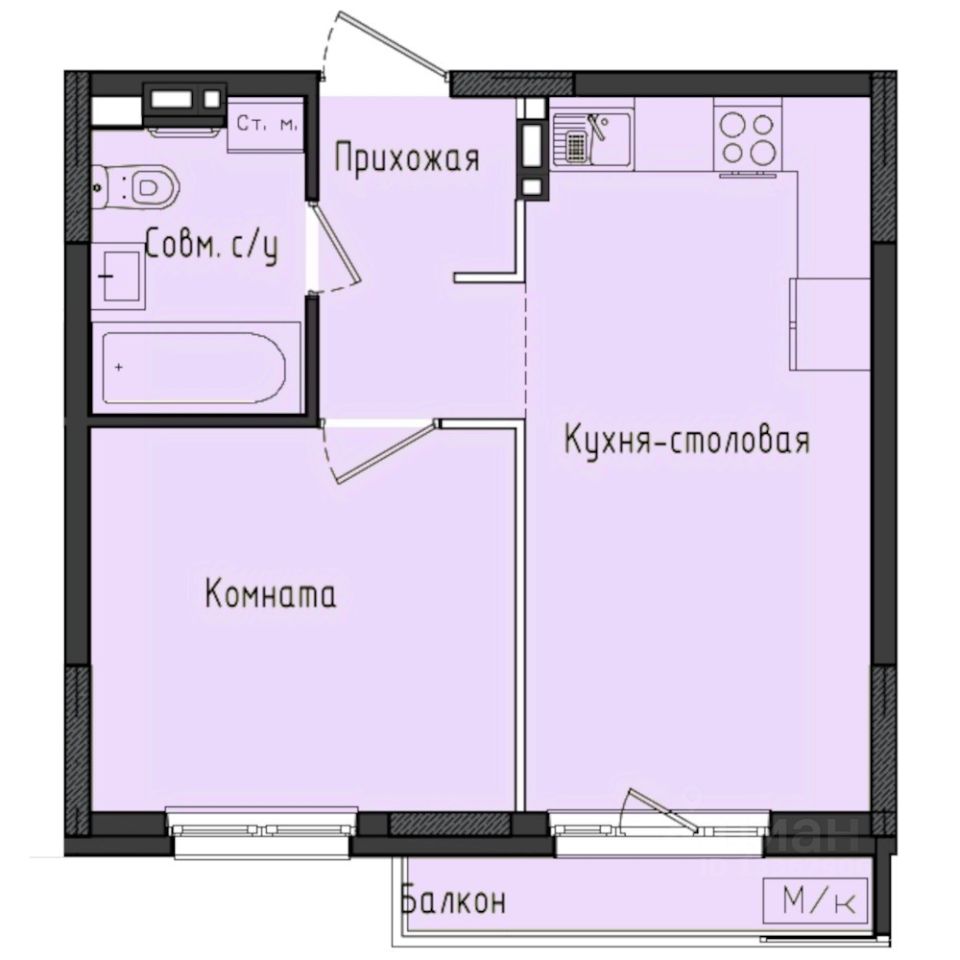 1-комн.кв., 36,6 м², 4/10 этаж