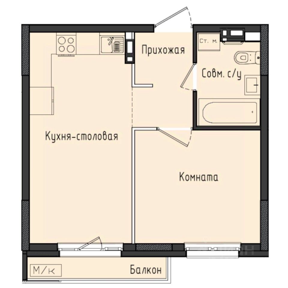 1-комн.кв., 36,4 м², 3/10 этаж