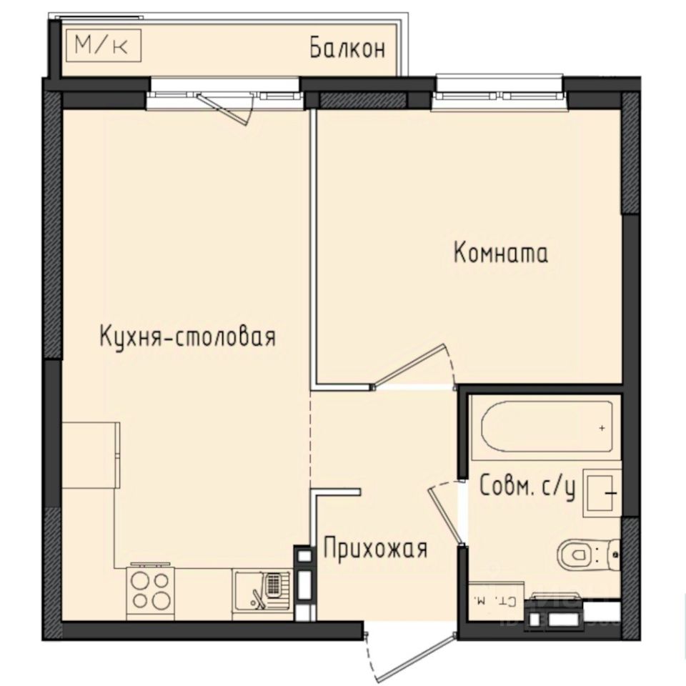 1-комн.кв., 36,5 м², 3/10 этаж