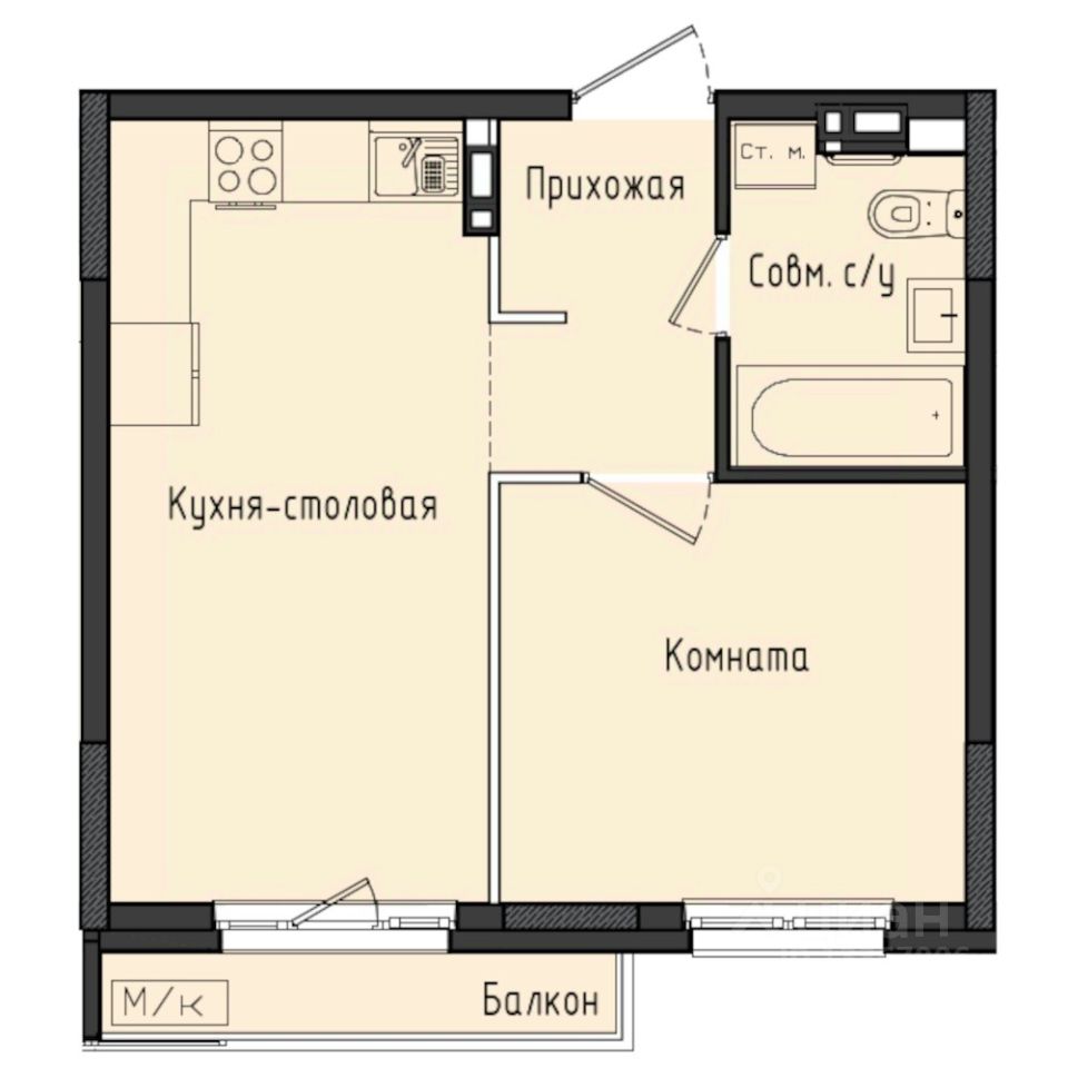 1-комн.кв., 36,4 м², 3/10 этаж