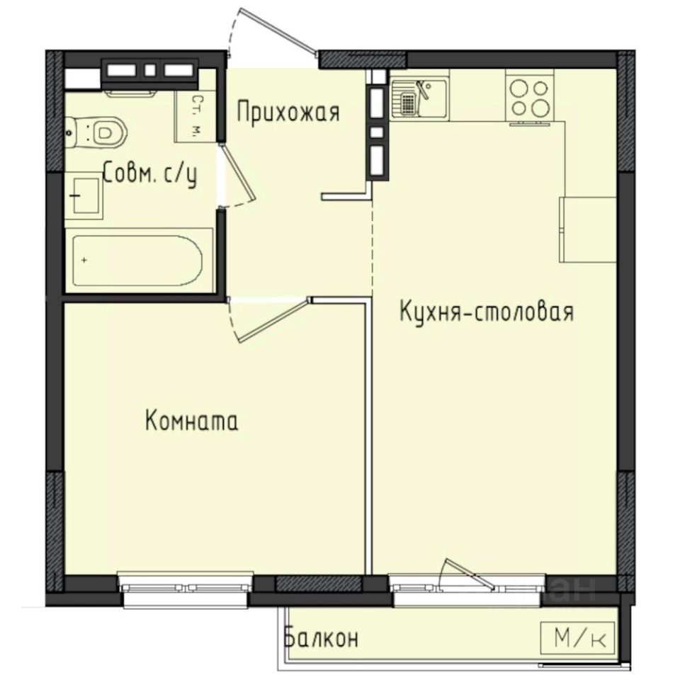 1-комн.кв., 36,3 м², 7/10 этаж