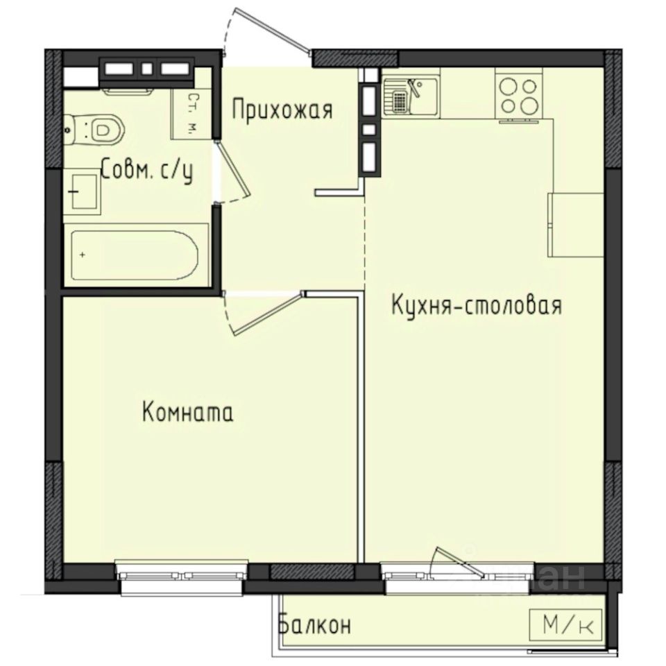 1-комн.кв., 36,3 м², 6/10 этаж