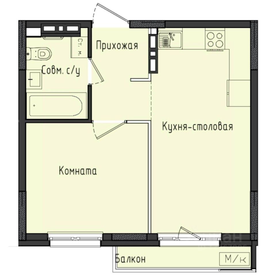 1-комн.кв., 36,3 м², 8/10 этаж