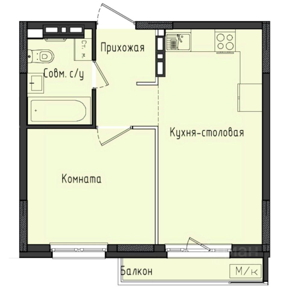 1-комн.кв., 36,3 м², 9/10 этаж