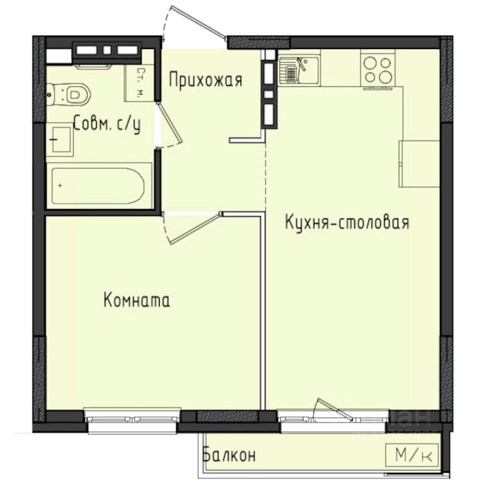 1-комн.кв., 36,3 м², 9/10 этаж