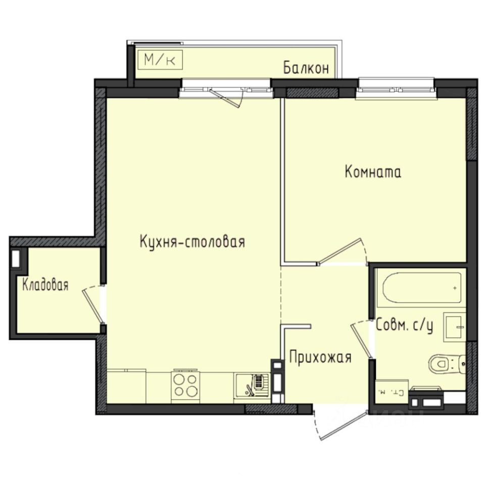 1-комн.кв., 41,9 м², 3/10 этаж