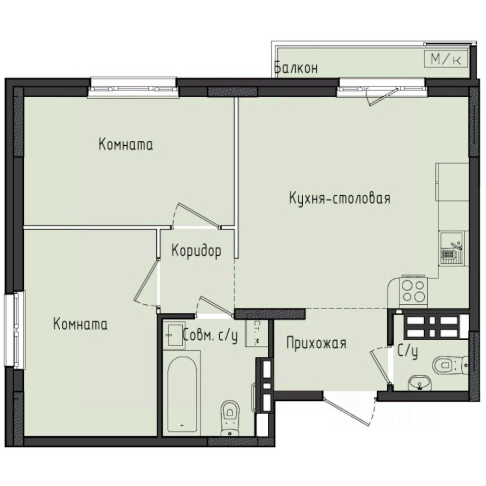 2-комн.кв., 53,7 м², 7/10 этаж