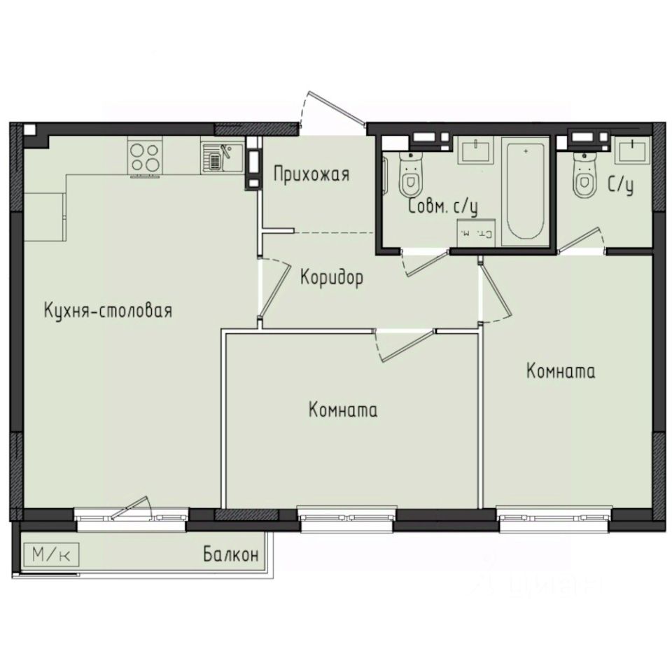 2-комн.кв., 55,5 м², 5/10 этаж