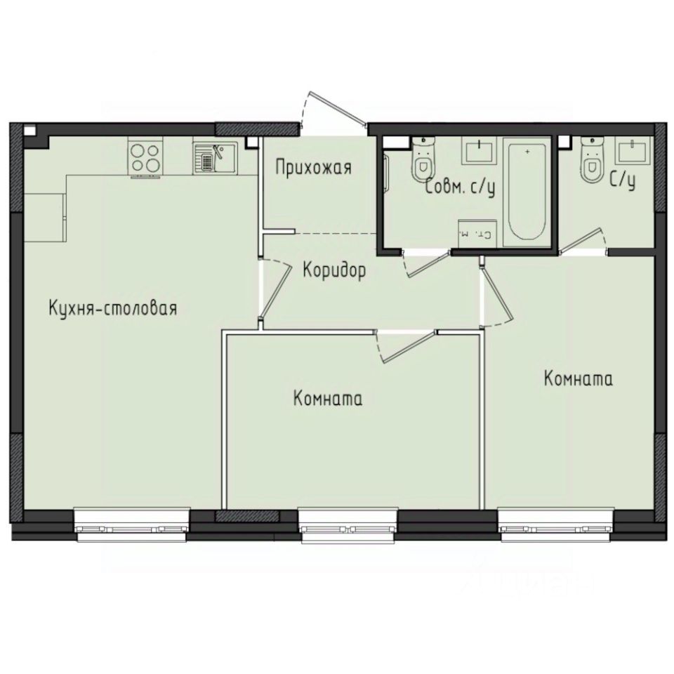 2-комн.кв., 55,2 м², 3/10 этаж