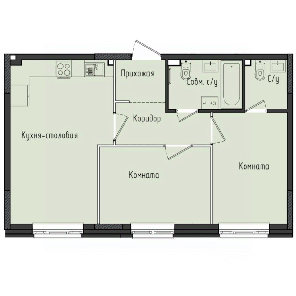 2-комн.кв., 55,2 м², 4/10 этаж