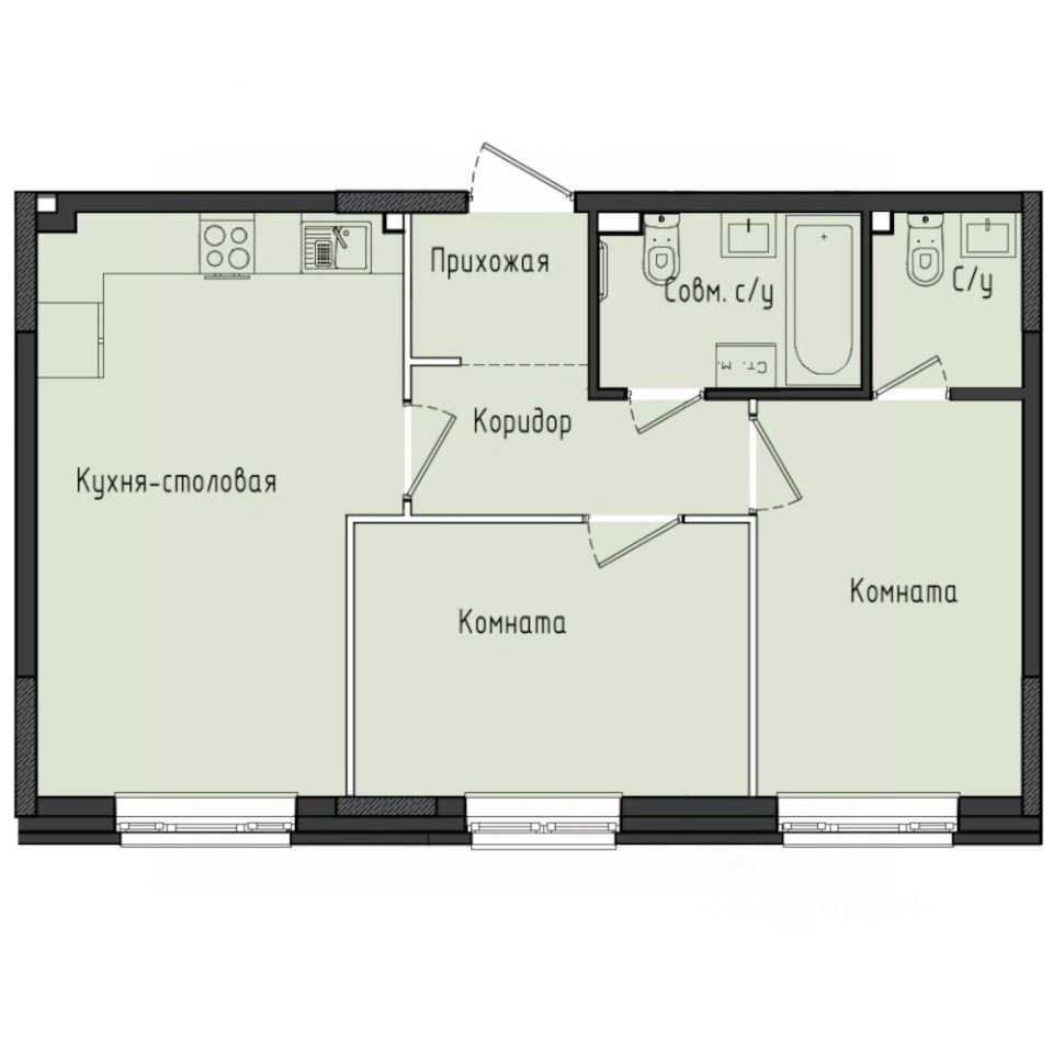 2-комн.кв., 55,2 м², 3/10 этаж