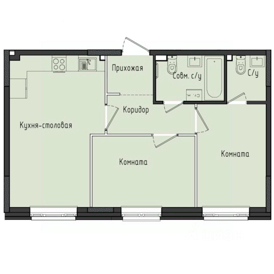 2-комн.кв., 55,2 м², 5/10 этаж