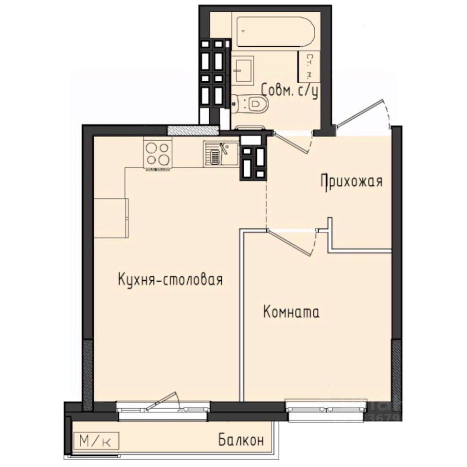 1-комн.кв., 32,8 м², 10/10 этаж