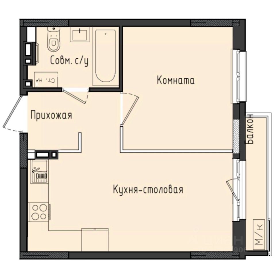 1-комн.кв., 37,5 м², 2/10 этаж