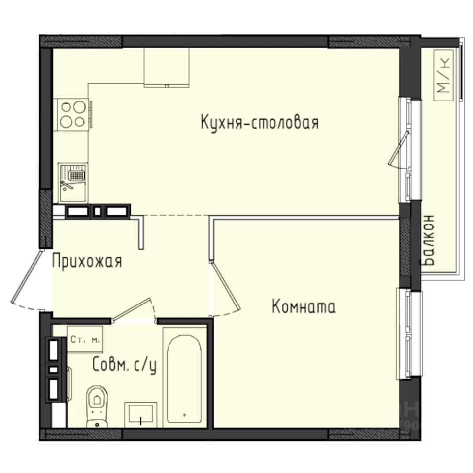1-комн.кв., 36,9 м², 9/10 этаж