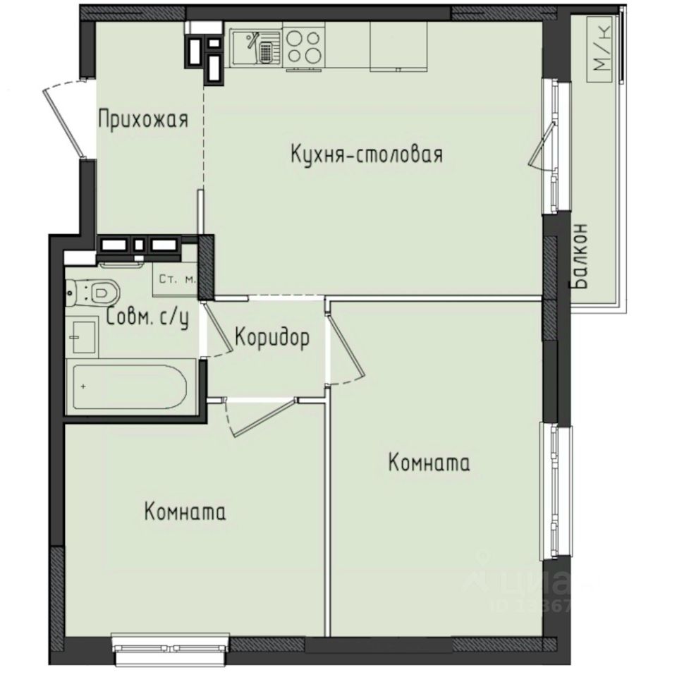 2-комн.кв., 48,3 м², 8/10 этаж