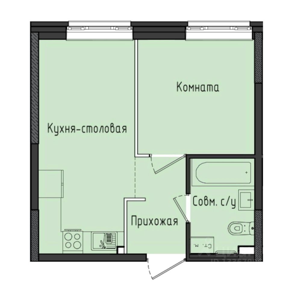 1-комн.кв., 33,1 м², 1/10 этаж