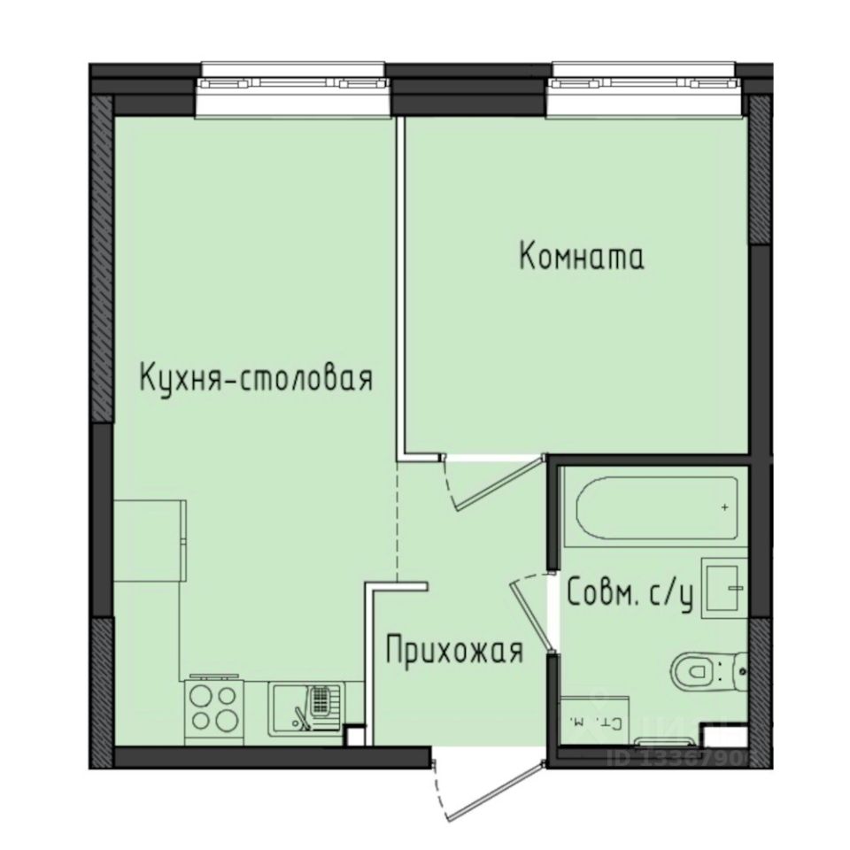 1-комн.кв., 33,1 м², 1/10 этаж