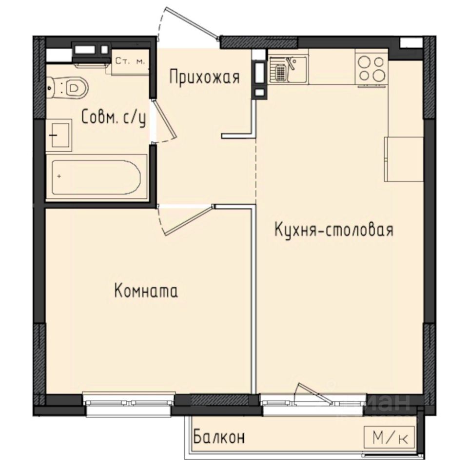1-комн.кв., 36,4 м², 3/10 этаж