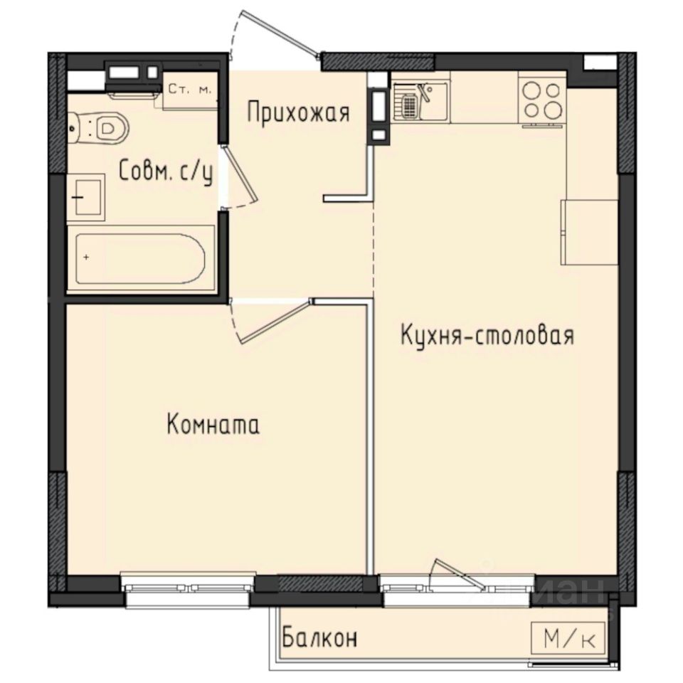 1-комн.кв., 36,4 м², 6/10 этаж