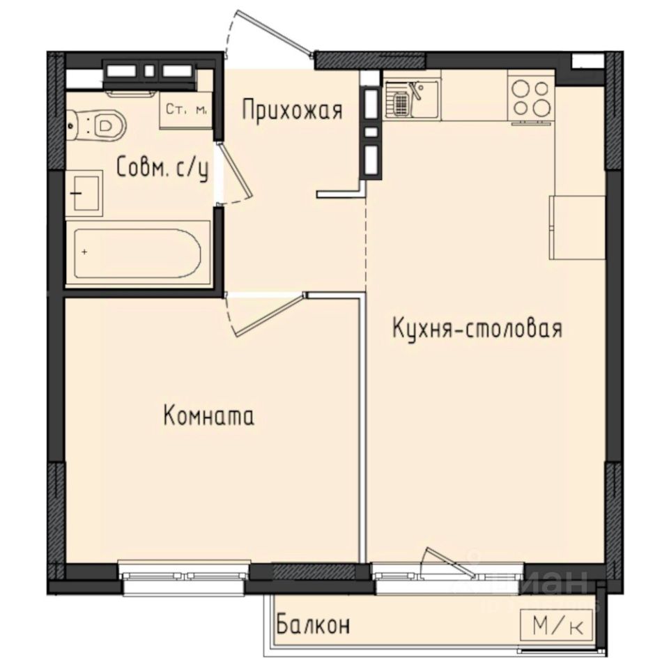 1-комн.кв., 36,1 м², 9/10 этаж