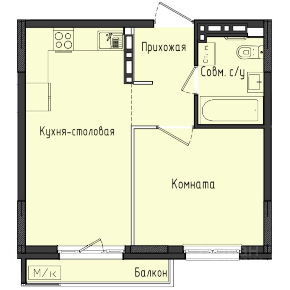 1-комн.кв., 36,3 м², 10/10 этаж