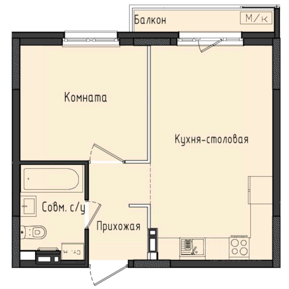 1-комн.кв., 39,5 м², 5/10 этаж