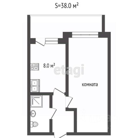 1-комн., 35,4 м², 8/22 этаж