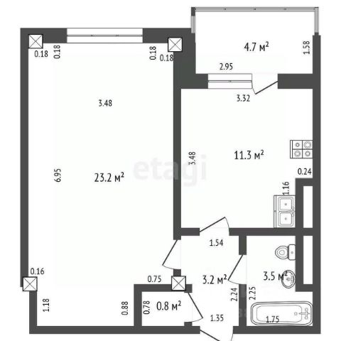 1-комн., 36 м², 1/10 этаж