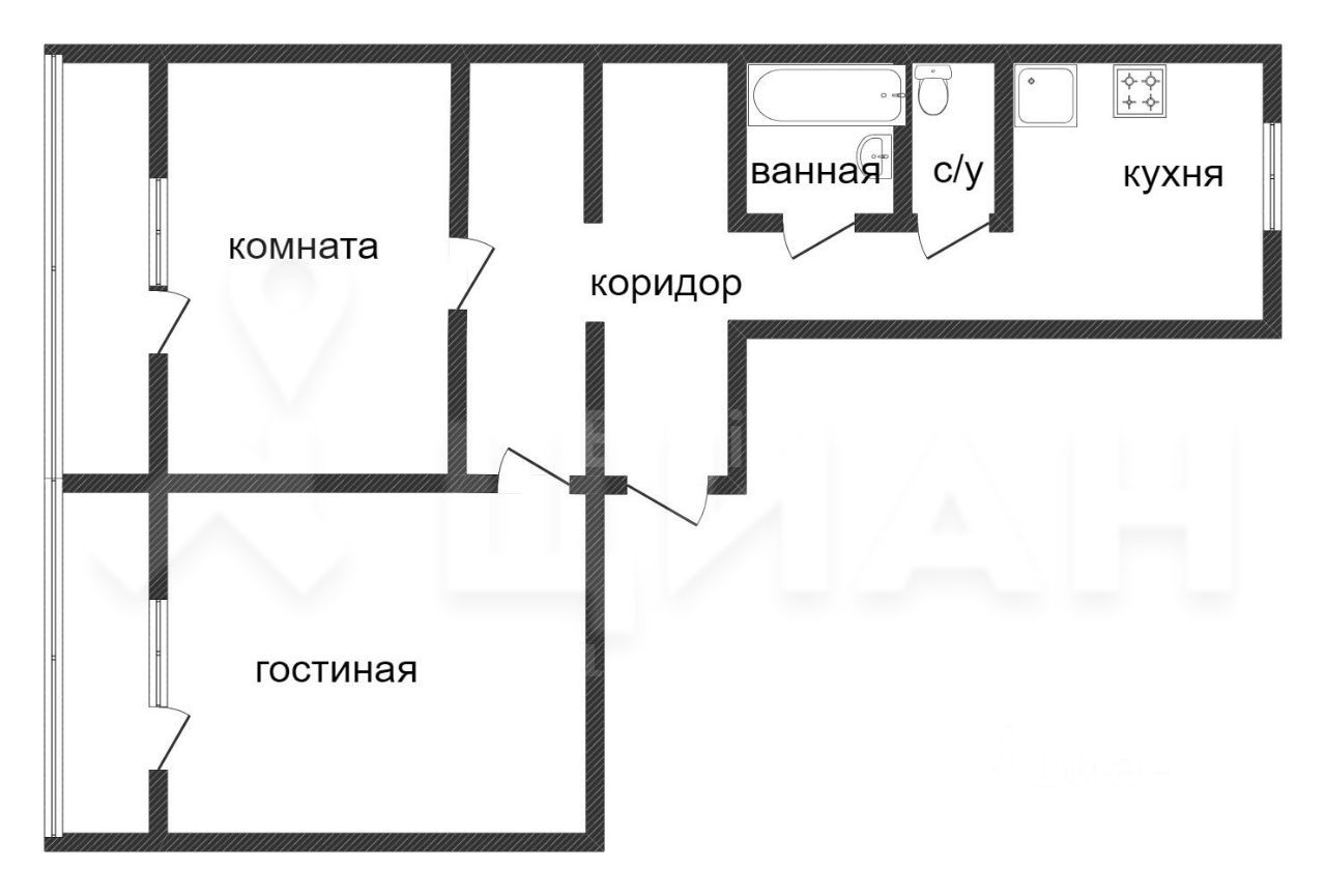 Планировка этой квартиры по данным Циан
