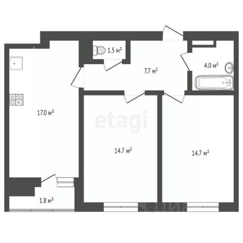 2-комн., 59,1 м², 11/14 этаж