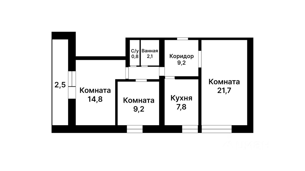 Планировка этой квартиры по данным Циан