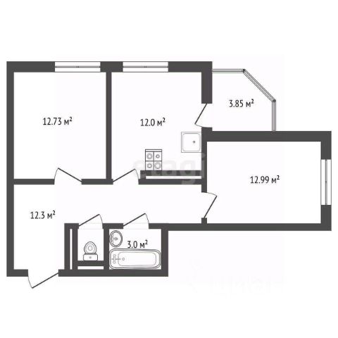 2-комн., 54,6 м², 18/24 этаж