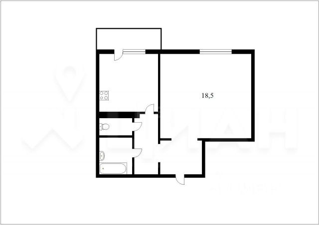 1-комн., 38 м², 12/22 этаж